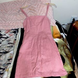 Mini pink denim dress
